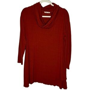 Soft Surroundings Burnt Orange Cowl Neck Layered Long Sleeve Top